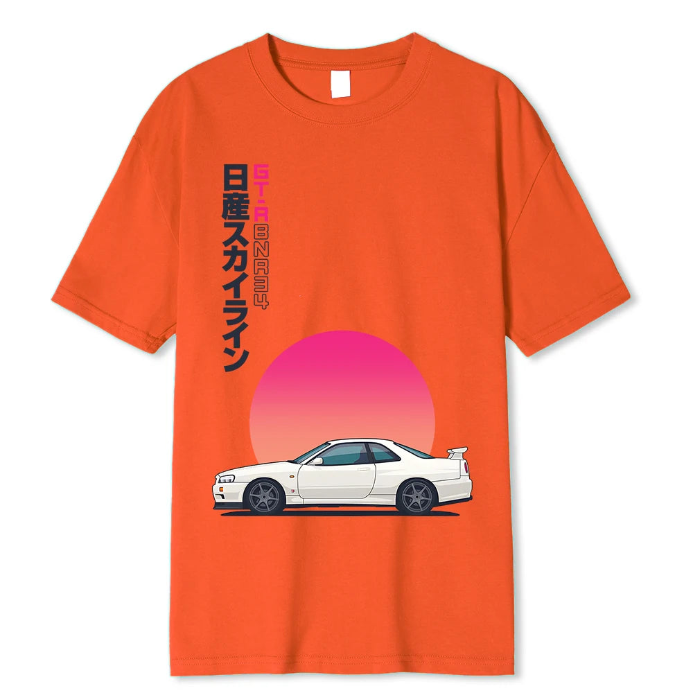 Camiseta em Algodão Gtr skyline R34